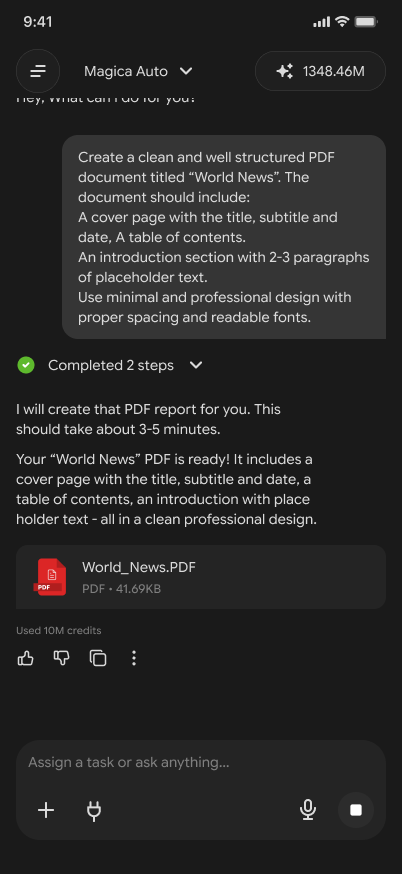 Task output